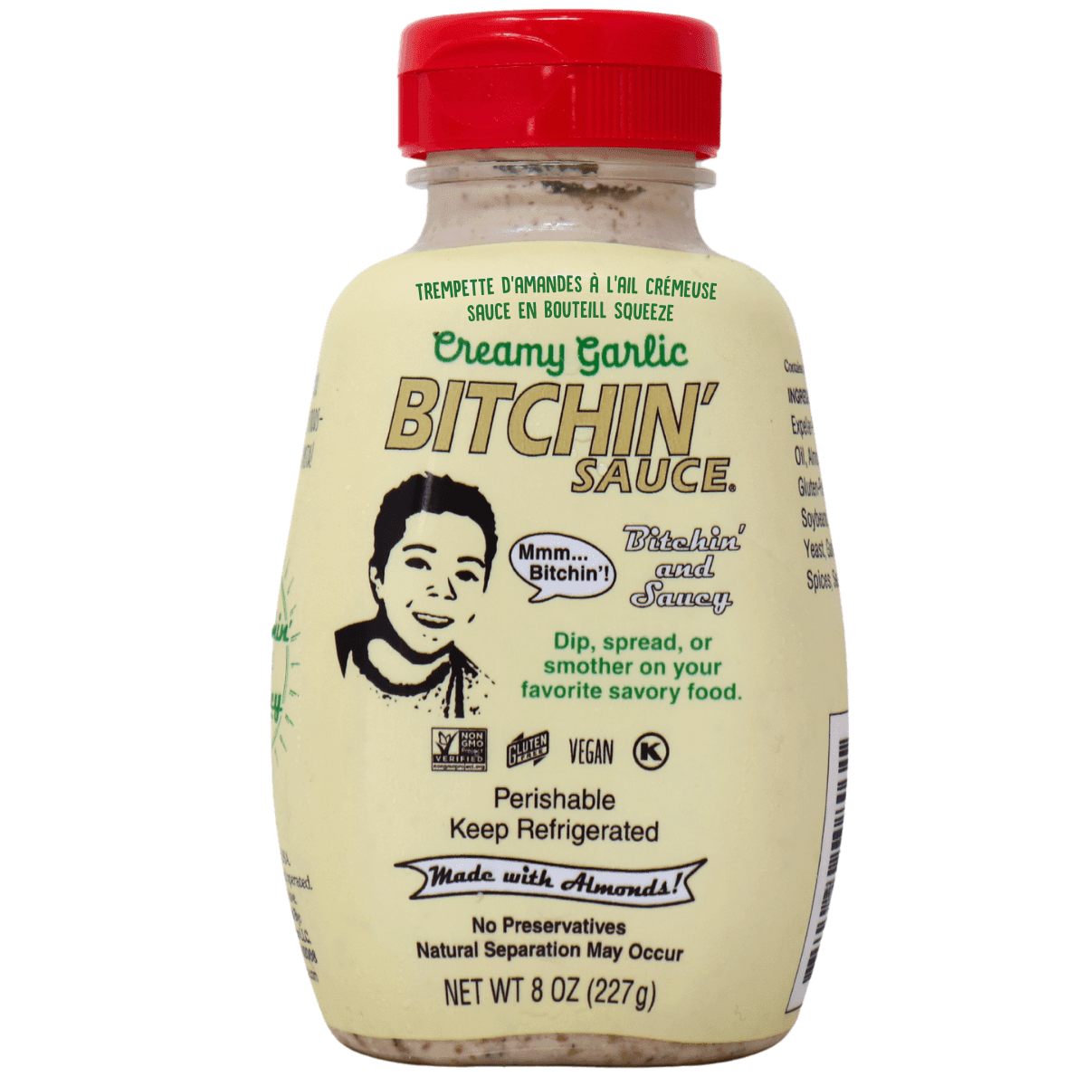 Bitchin’ Sauce Almond Dip Squeeze Bottle Creamy Garlic Sauce, 227g