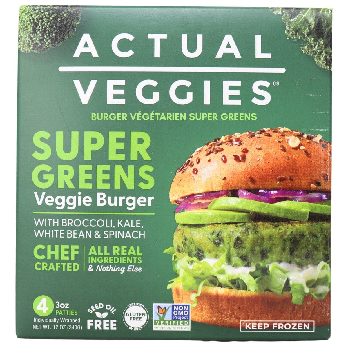 Actual Veggies Super Greens Veggie Burger, 4 patties