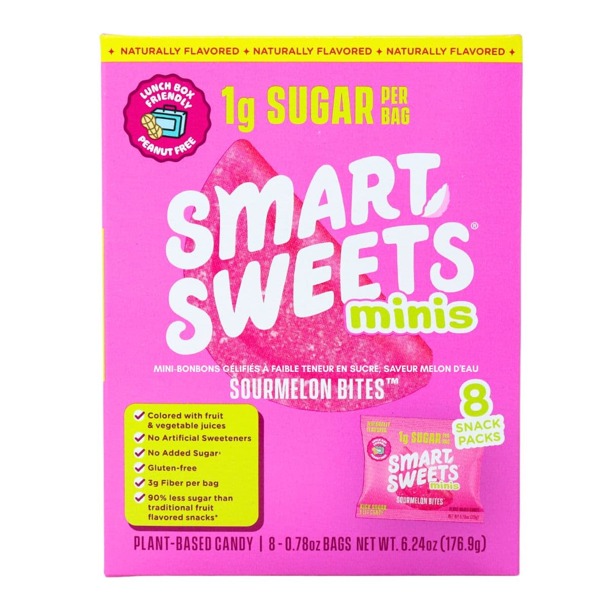SmartSweets Low Sugar Mini Gummies Sourmelon Bites, 8 Pack