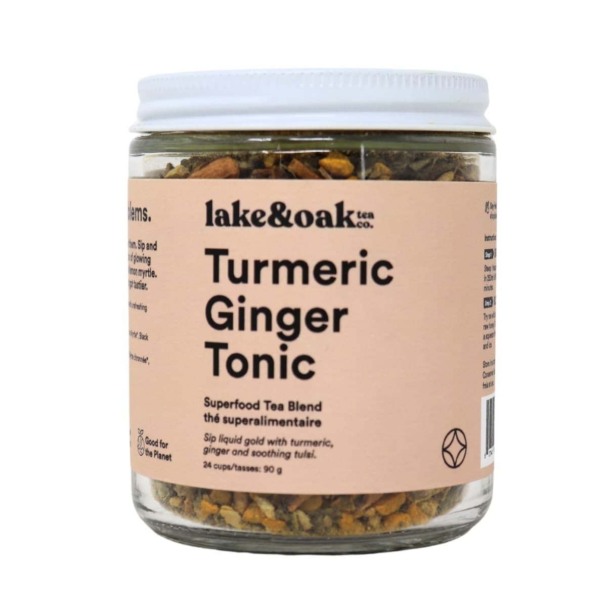 Lake &amp; Oak Tea Co. Loose Leaf Superfood Tea Blend Turmeric Ginger Tonic, 60 g