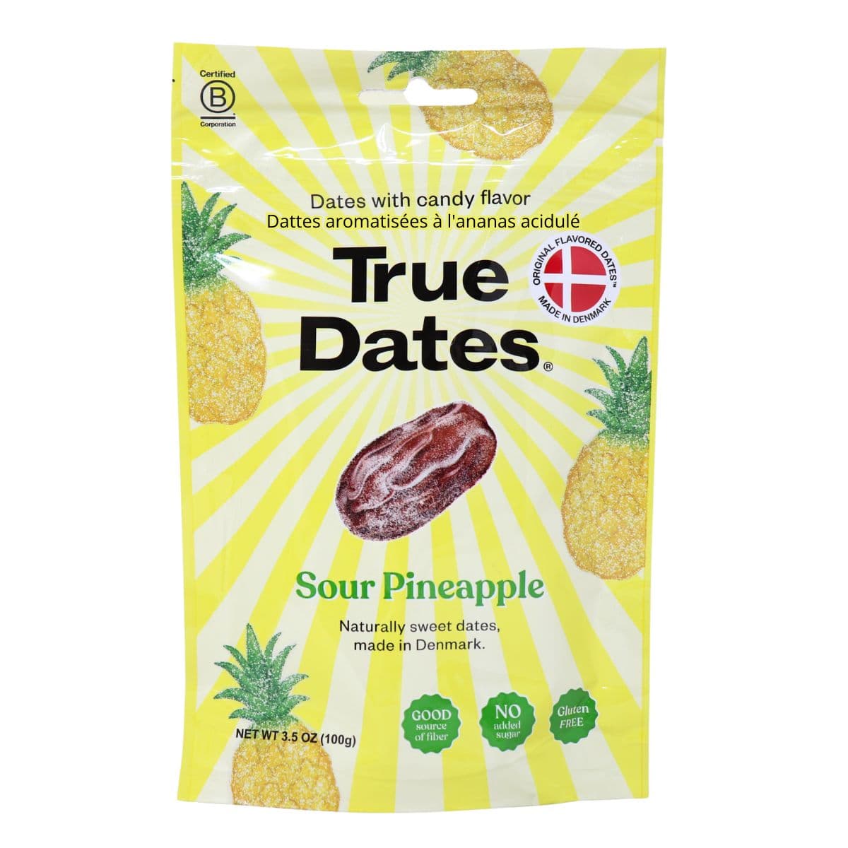 True Dates Flavoured Date Snacks Sour Pineapple, 100g