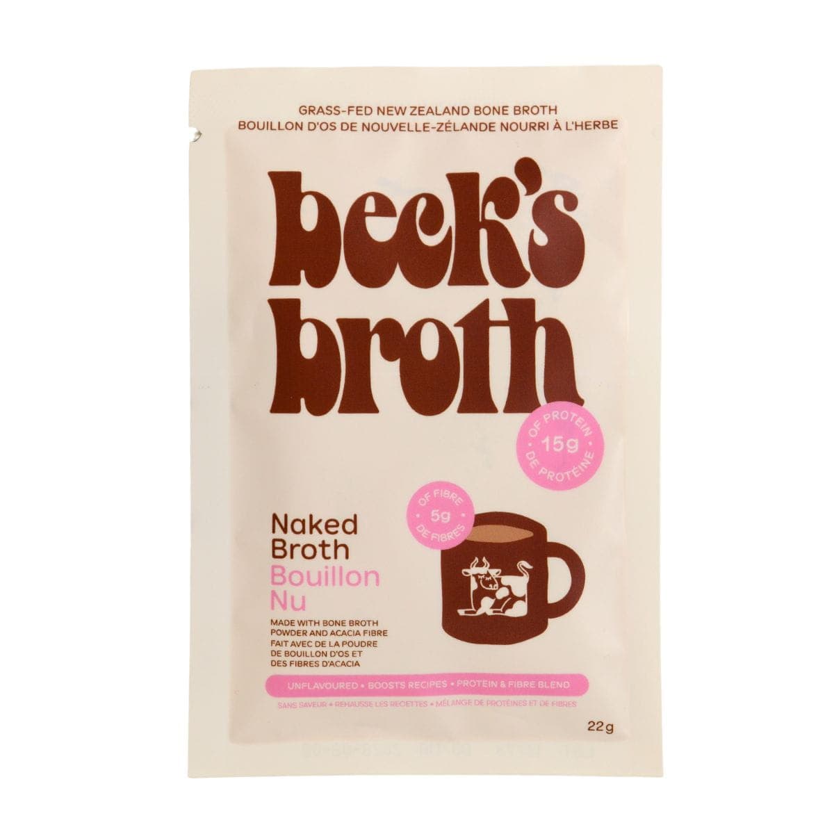 Beck’s Broth Unflavoured Bone Broth Powder Naked Broth, 22g