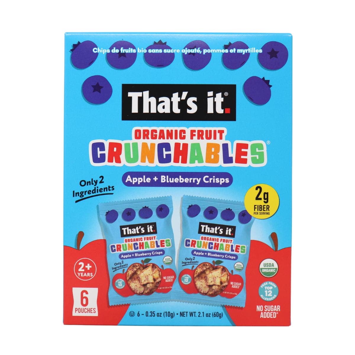 That’s It No Sugar Added Organic Fruit Crunchables Apple + Blueberry Crisps 6-Pack, 10 g each