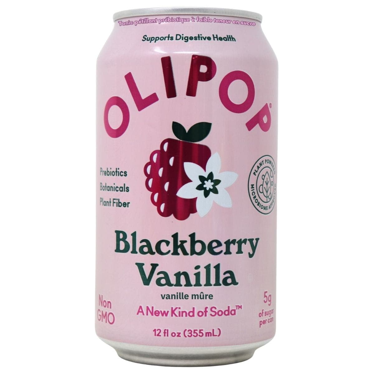 Olipop Low Sugar Prebiotic Sparkling Tonic Blackberry Vanilla, 355 mL