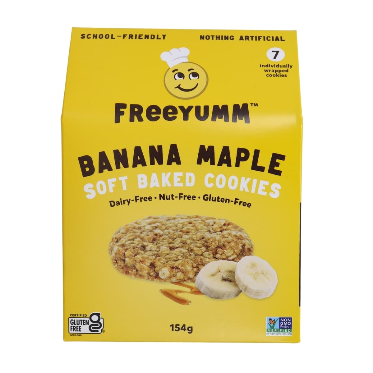 FreeYumm Allergen-Friendly Gluten-Free Soft Baked Cookies Banana Maple, 7 Pack
