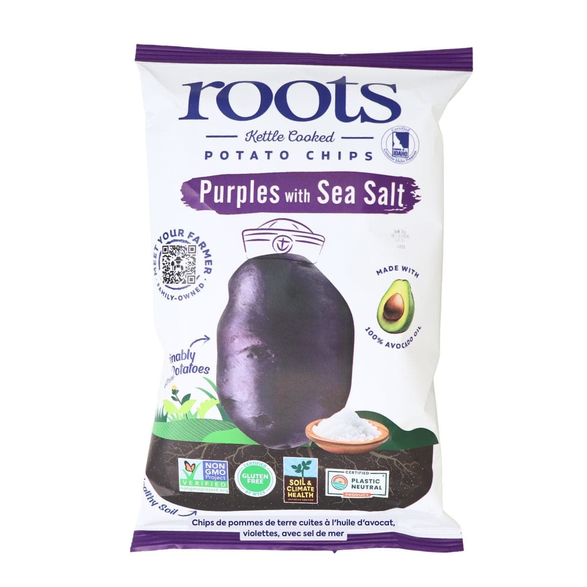 Roots Kettle Cooked in Avocado Oil Potato Chips Purples With Sea Salt, 142g
