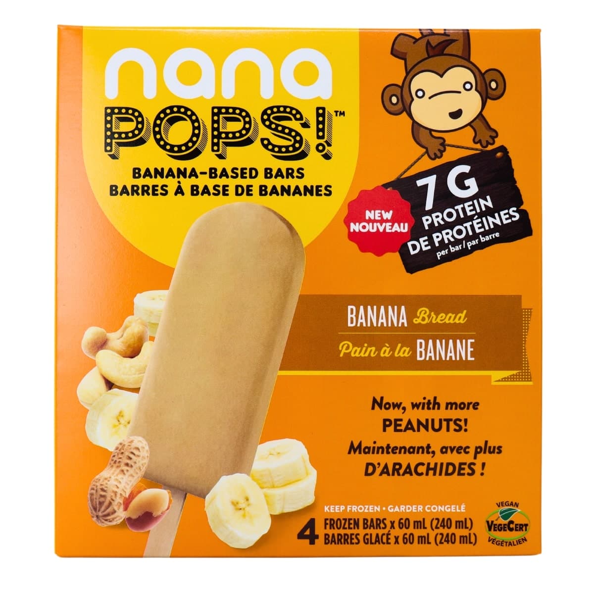Nanashake Vegan NanaPops Banana-Based Bars Banana Bread, 4 Pack