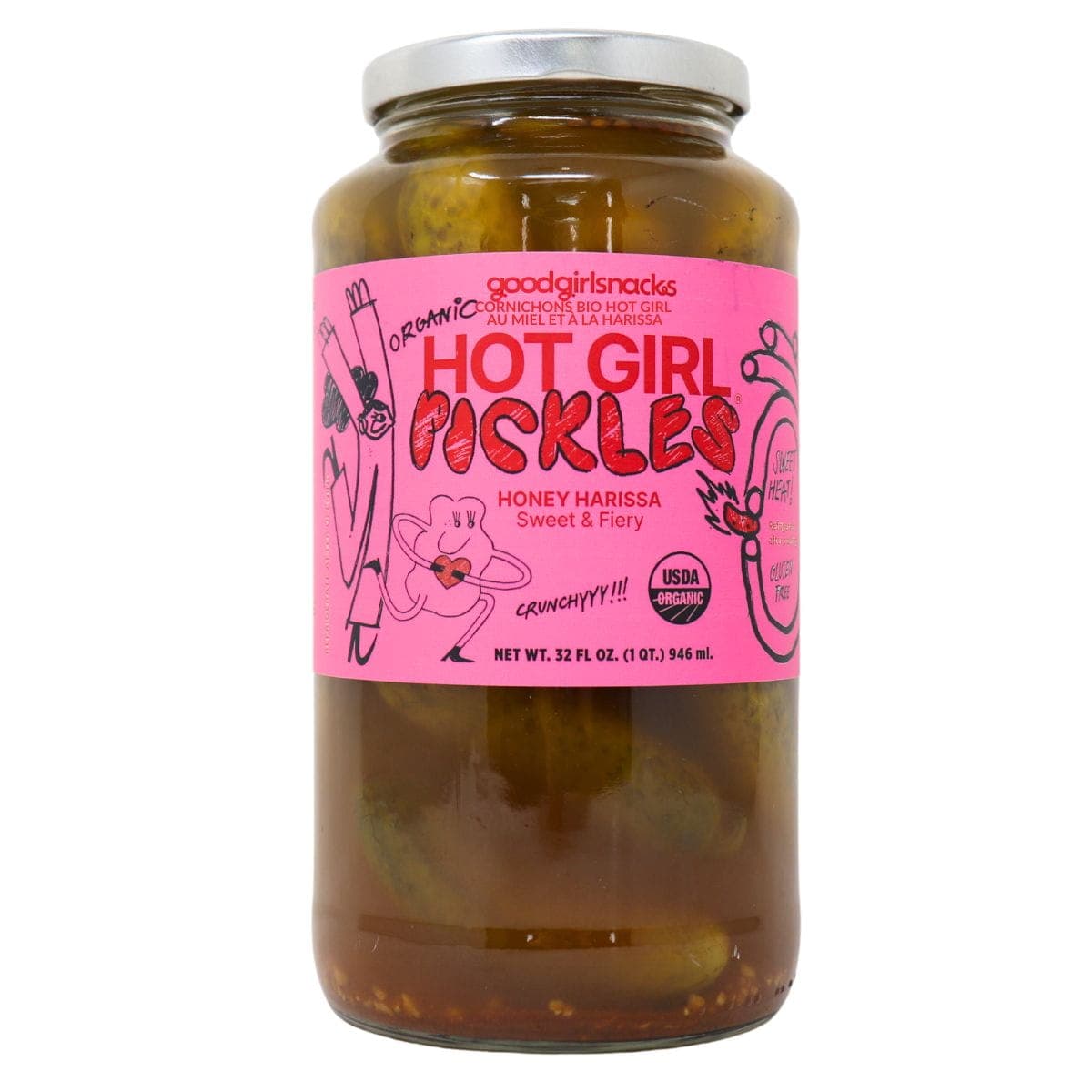 Good Girl Snacks Organic Hot Girl Pickles Honey Harissa, 946 mL