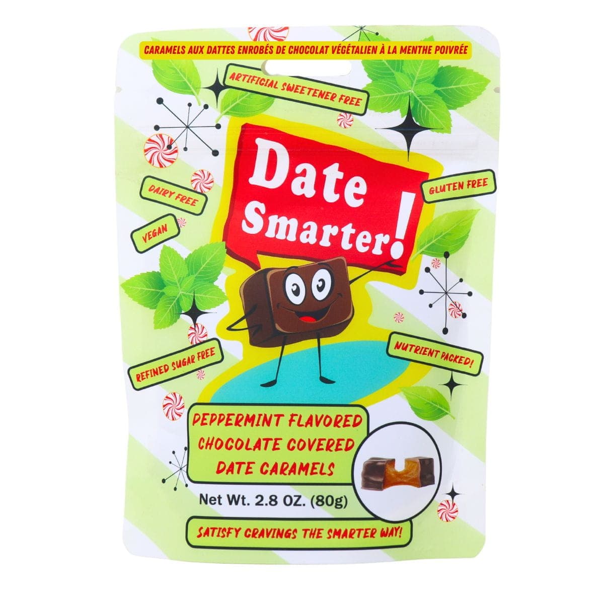 Date Smarter! Vegan Peppermint Flavoured Chocolate Covered Date Caramels, 80g