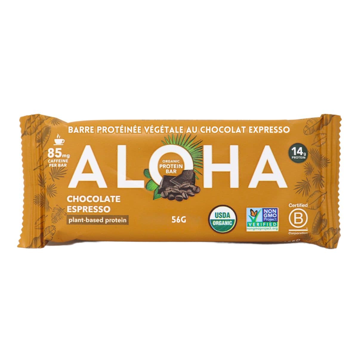 ALOHA Organic Plant-Based Protein Bar Chocolate Espresso, 56g