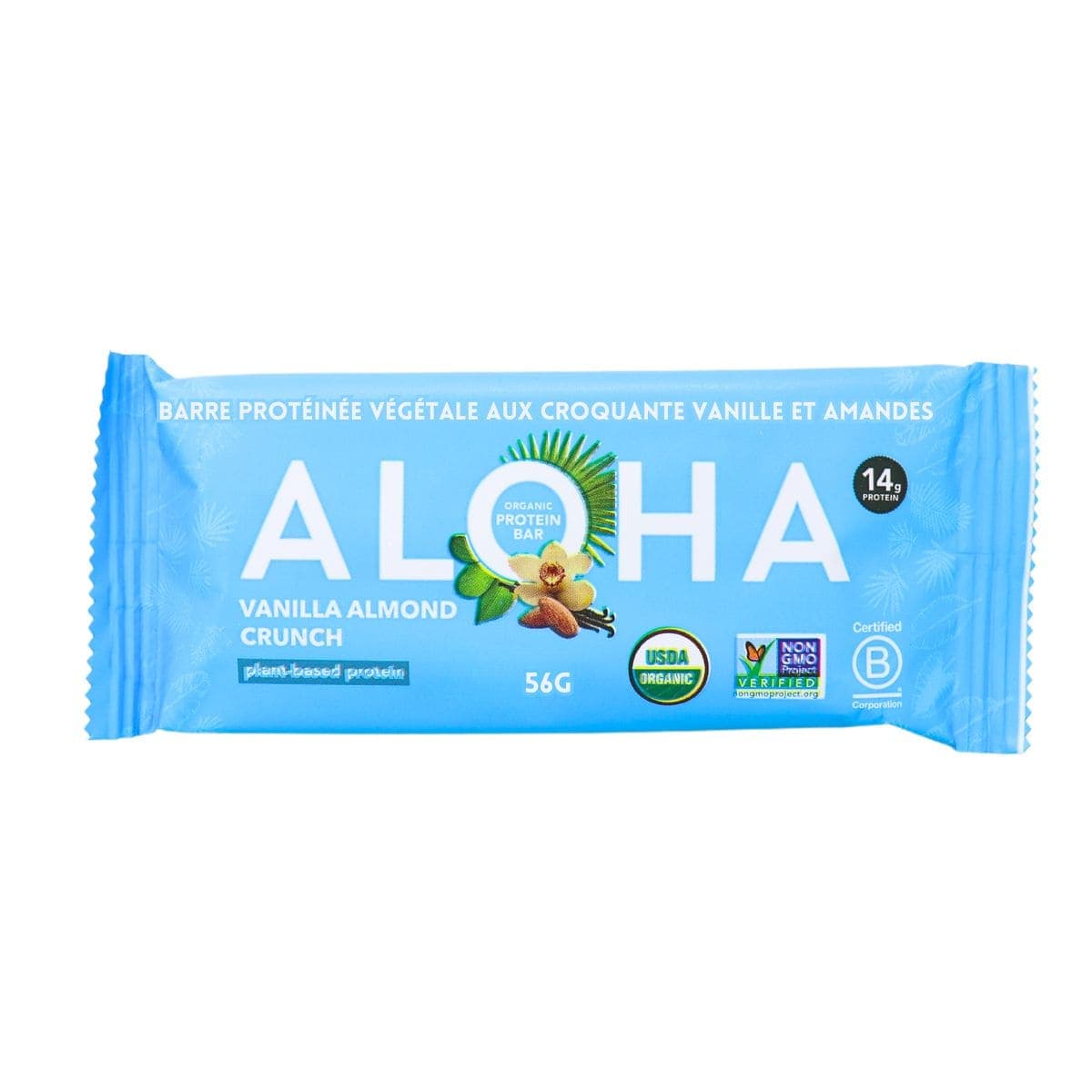 ALOHA Organic Plant-Based Protein Bar Vanilla Almond Crunch, 56g