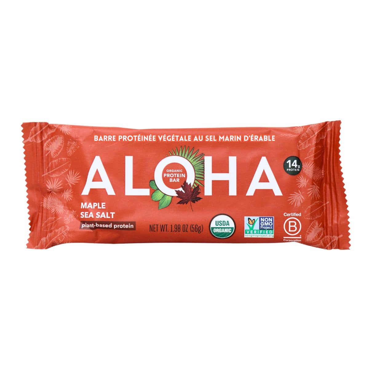ALOHA Limited Edition Organic Plant-Based Protein Bar Maple Sea Salt, 56g