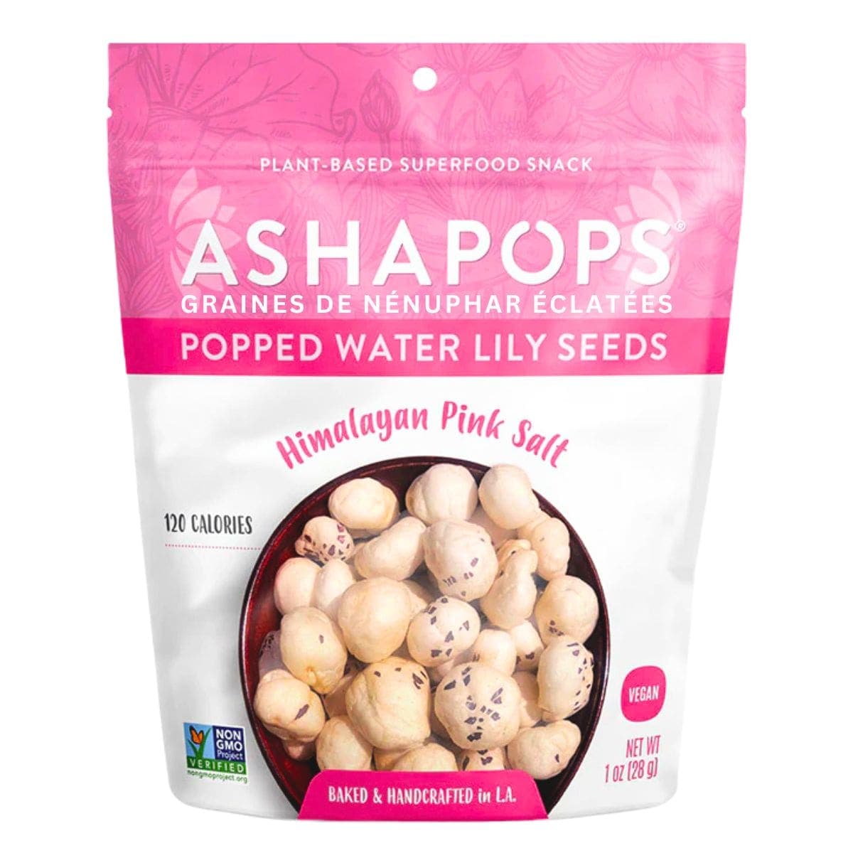 AshaPops Popped Water Lily Lotus Seeds Himalayan Pink Salt, 28g