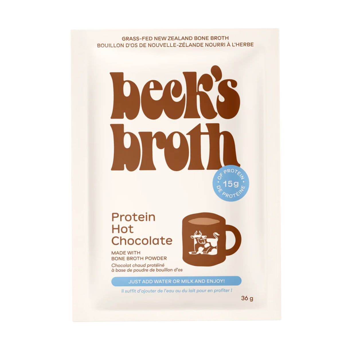 Beck’s Broth Bone Broth Powder Protein Hot Chocolate, 36g
