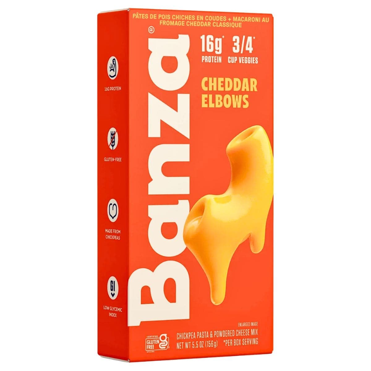 Banza Chickpea Pasta Elbows + Classic Cheddar Mac &amp; Cheese, 156g