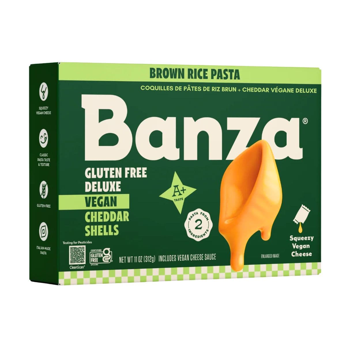 Banza Brown Rice Pasta Shells + Vegan Cheddar Deluxe, 312g
