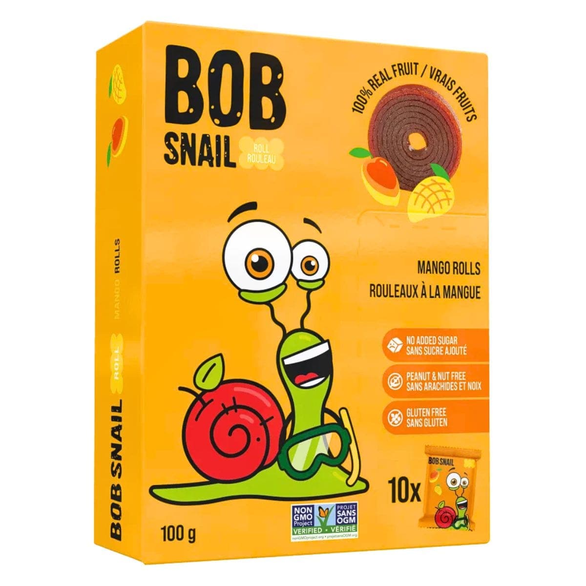 Bob Snail No Added Sugar Fruit Rolls Mango, 10 Packs