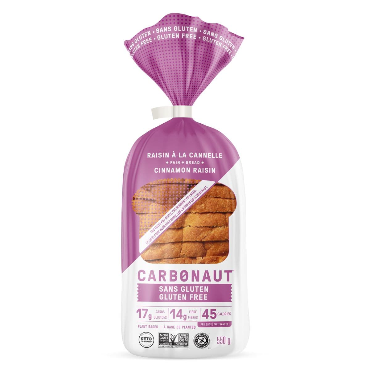 Carbonaut Keto Gluten-Free Cinnamon Raisin Bread, 550g
