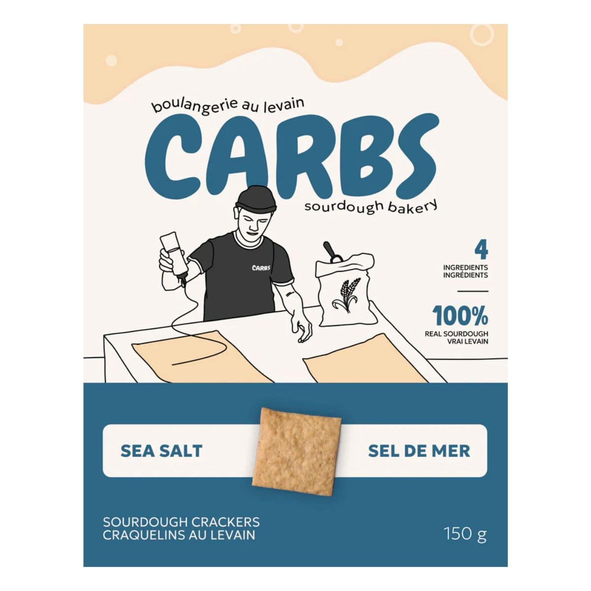 CARBS Sourdough Crackers Sea Salt, 150g