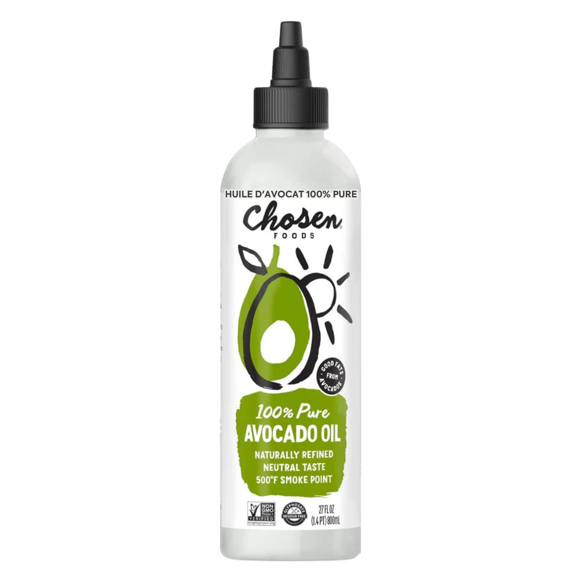 Chosen Foods 100% Pure Avocado Oil Squeeze Bottle, 800mL