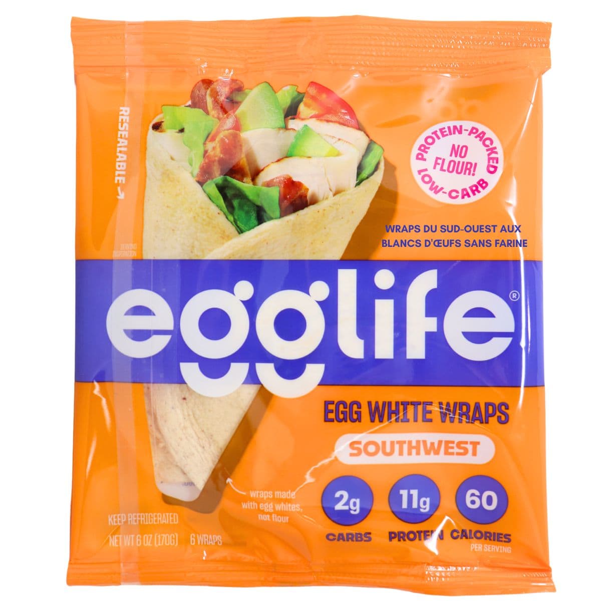 Egglife 7” Flourless Egg White Wraps Southwest, 6 Wraps