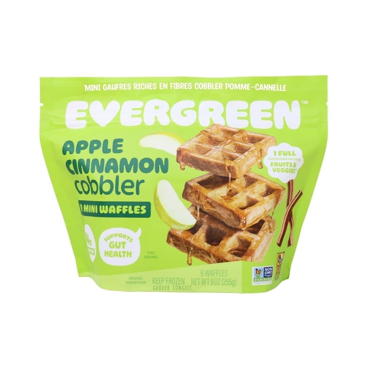 Evergreen High-Fibre Mini Waffles Apple Cinnamon Cobbler, 9 Pack