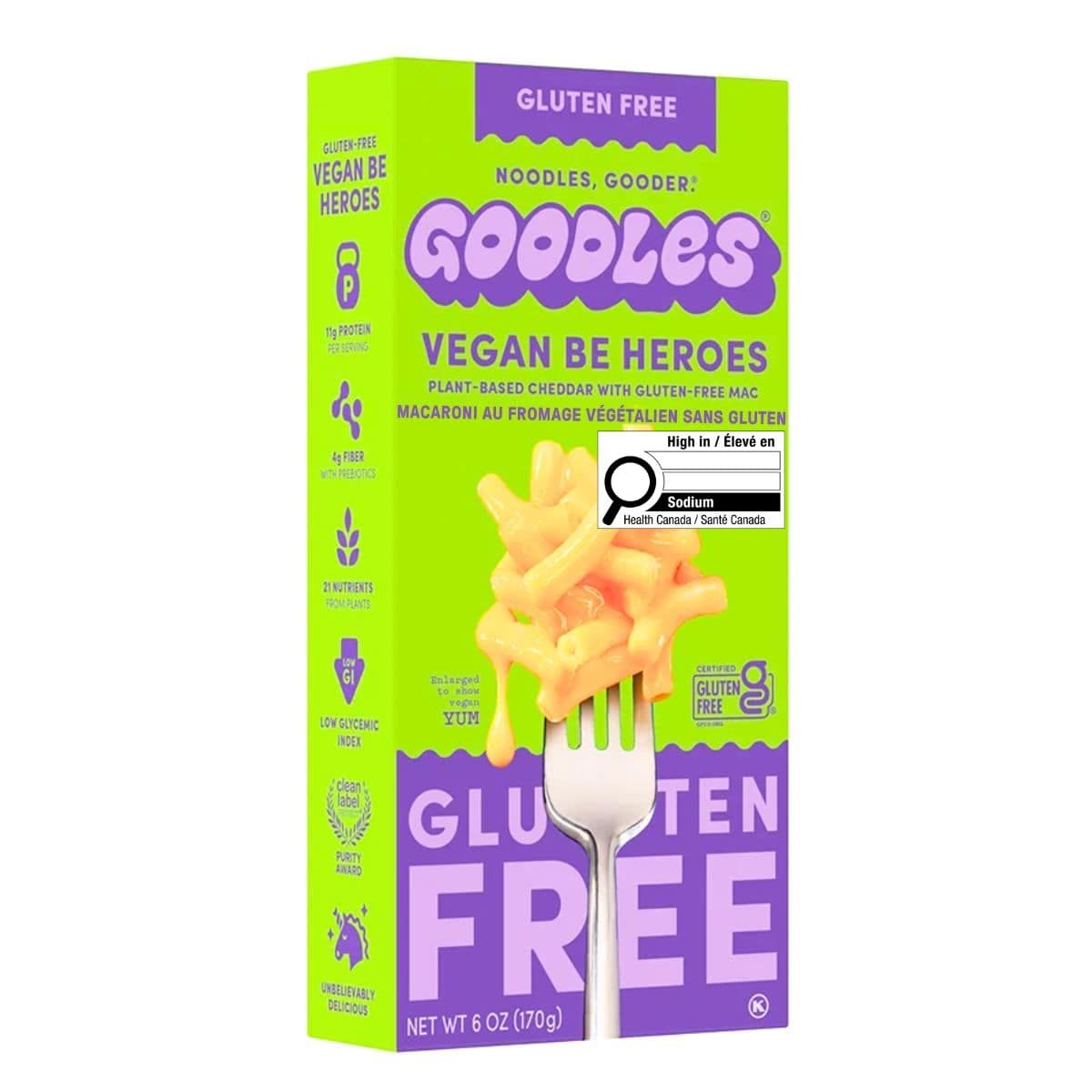 Goodles Gluten-Free Vegan Protein Mac And Cheese Vegan Be Heroes, 170g