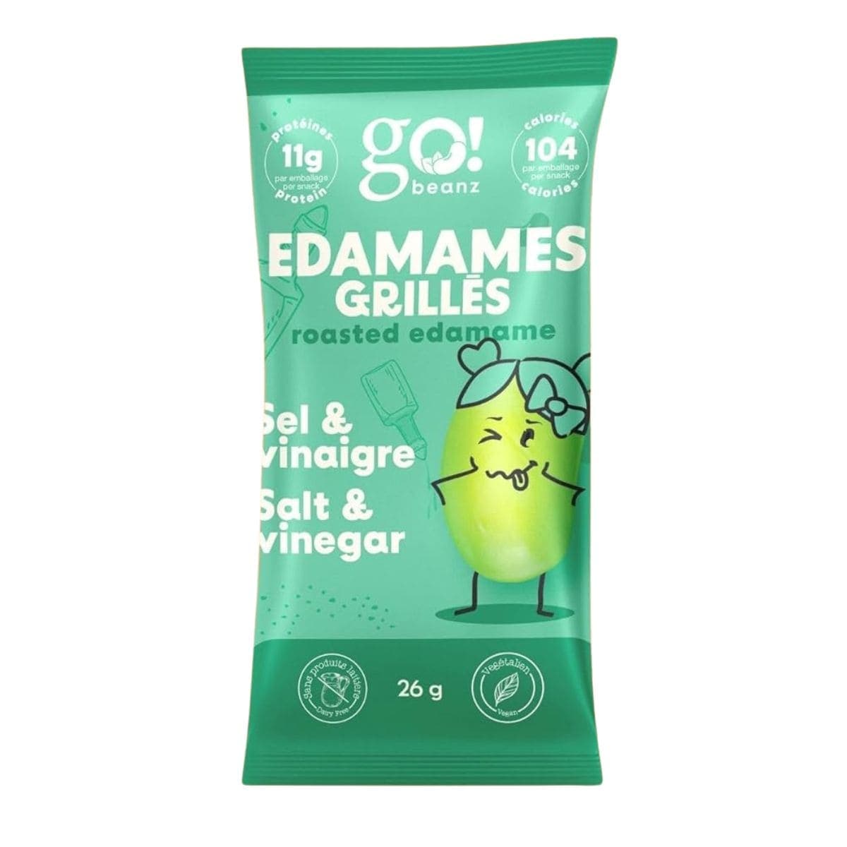 Go! Beanz High Protein Roasted Edamame Beans Snack Salt &amp; Vinegar, 26g
