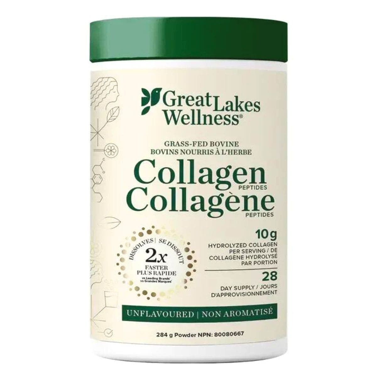 Great Lakes Hydrolyzed Grass-Fed Collagen Peptides Unflavoured, 284g