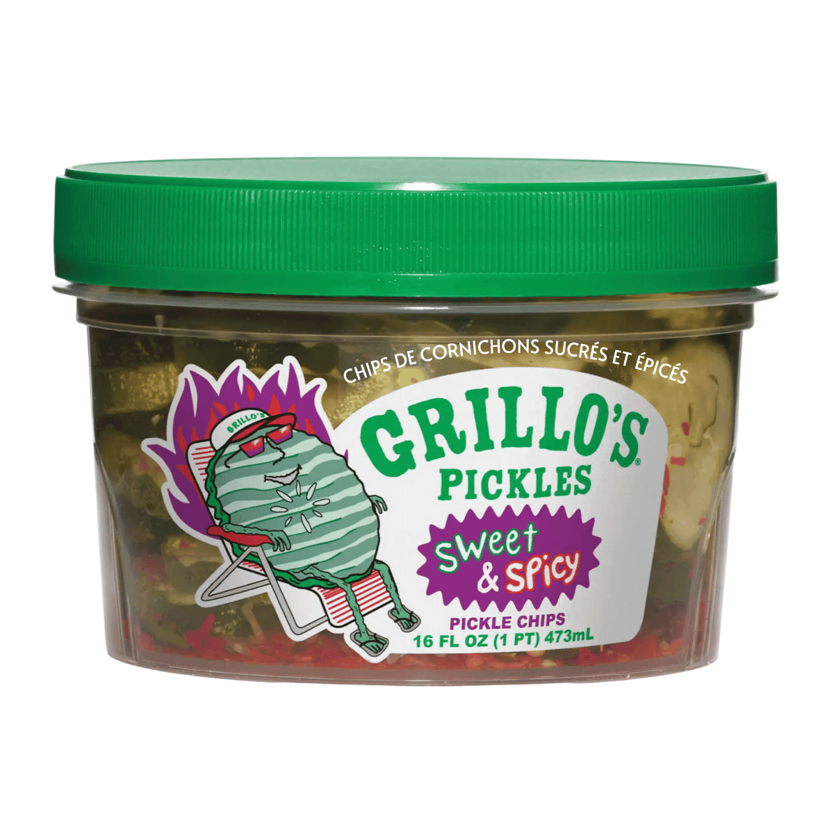 Grillo’s Pickles Pickle Chips Sweet &amp; Spicy, 473mL