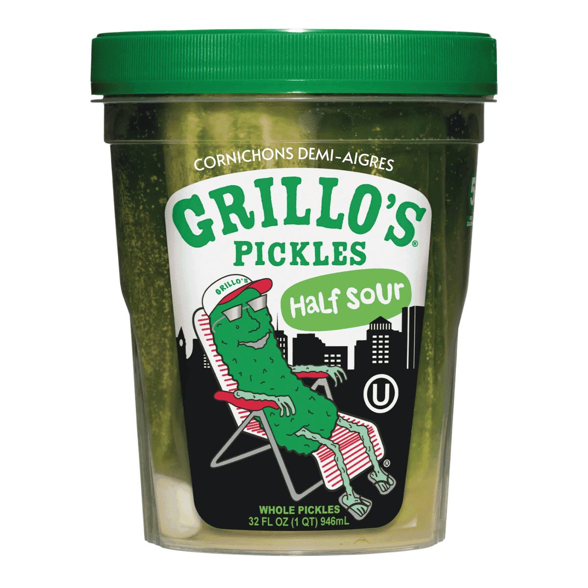 Grillo’s Pickles Whole Pickle Half Sour, 946mL