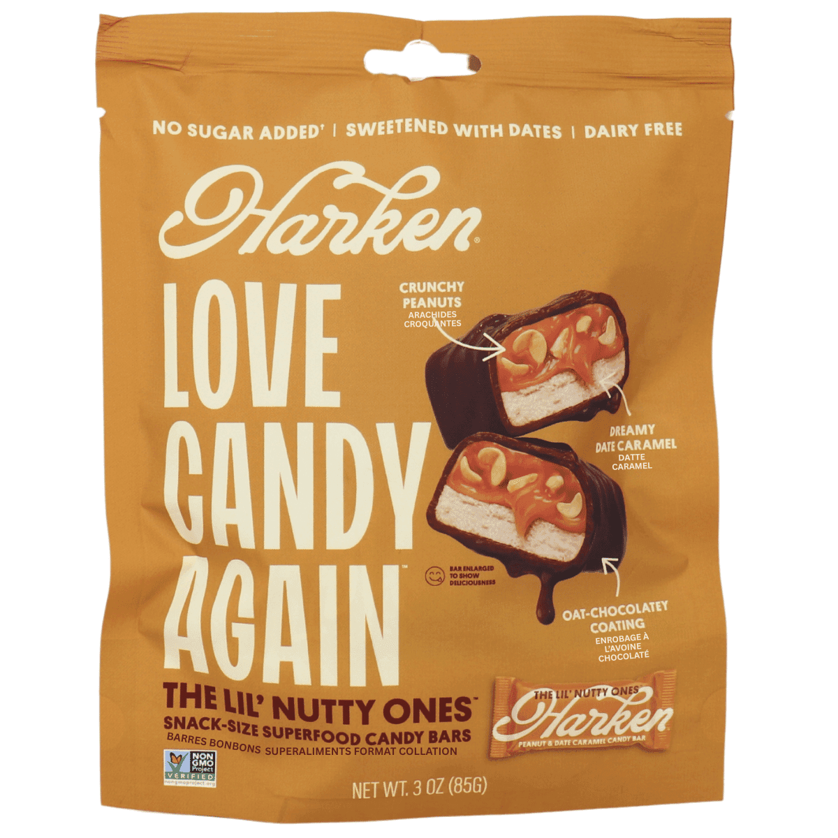 Harken Date Bars Lil Nutty Ones Caramel Peanut, 85 g