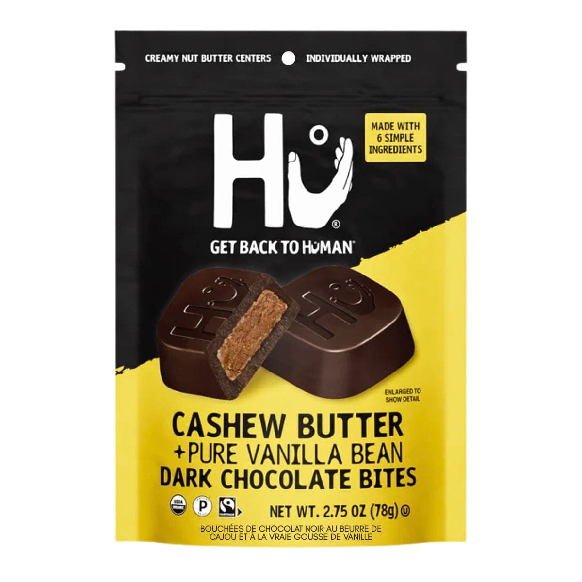 Hu Kitchen Cashew Butter &amp; Pure Vanilla Bean Dark Chocolate Bites, 78g