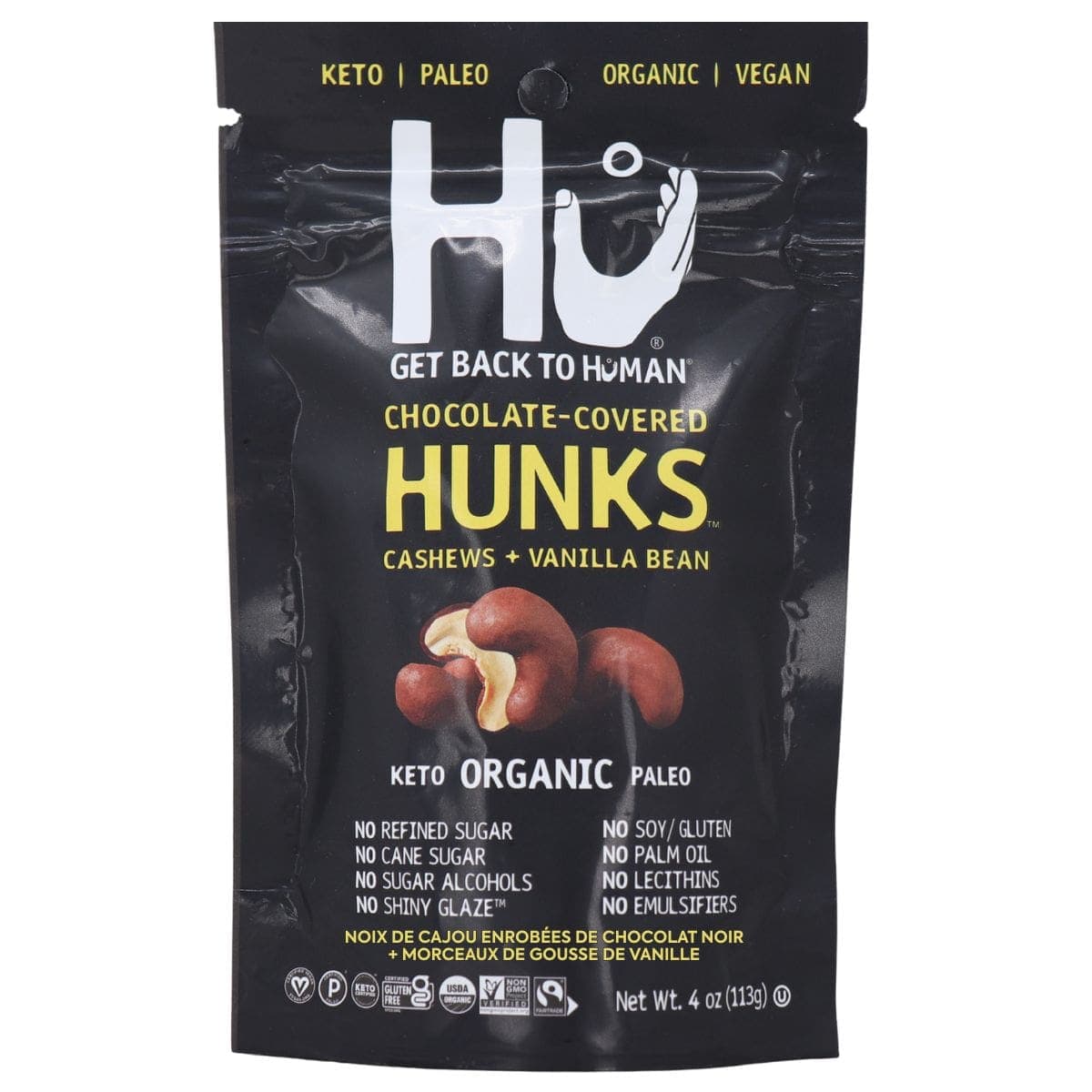 Hu Kitchen Dark Chocolate Covered Cashews + Vanilla Bean Hunks, 113g