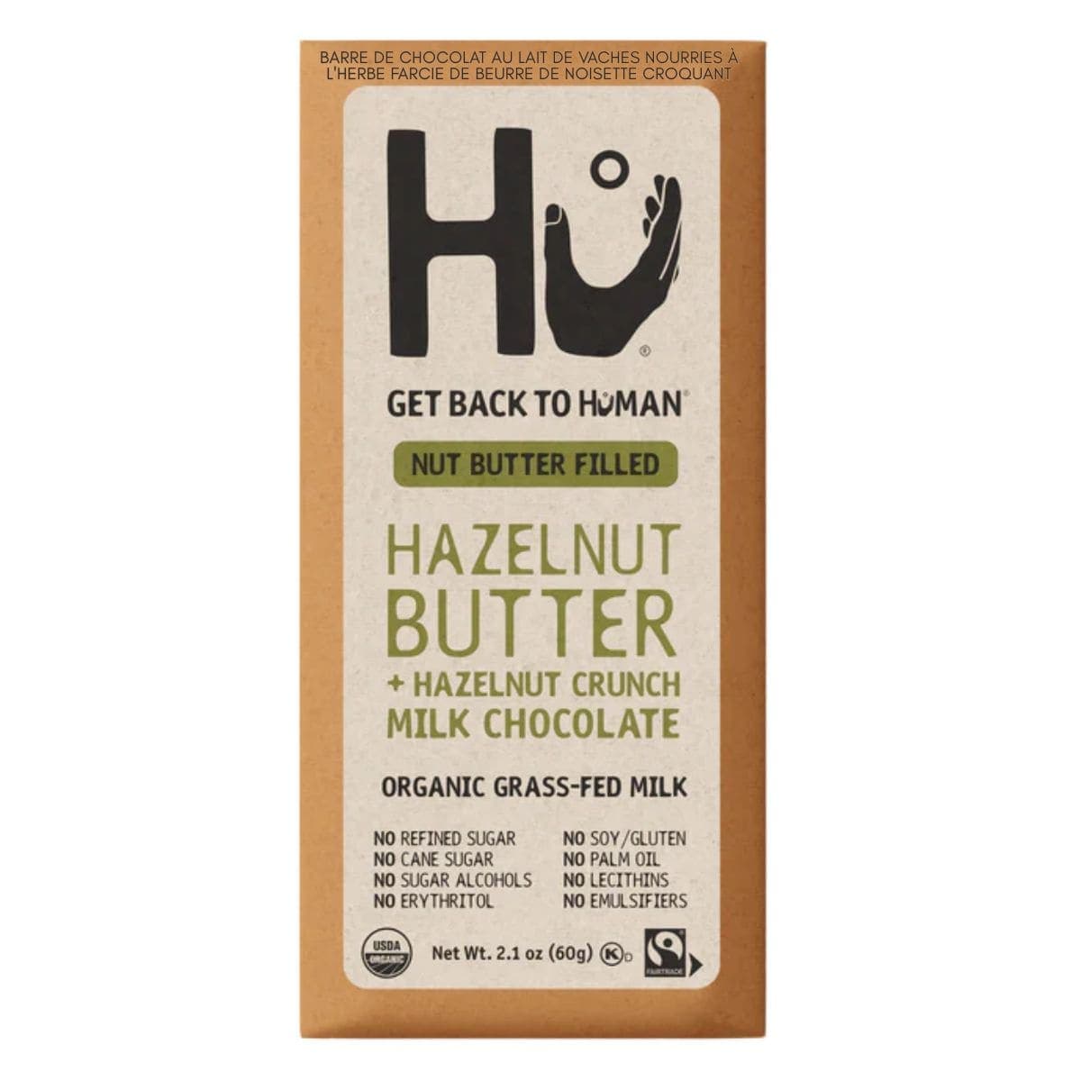 Hu Kitchen Grass-Fed Milk Chocolate Bar Filled Hazelnut Butter Crunch, 60g