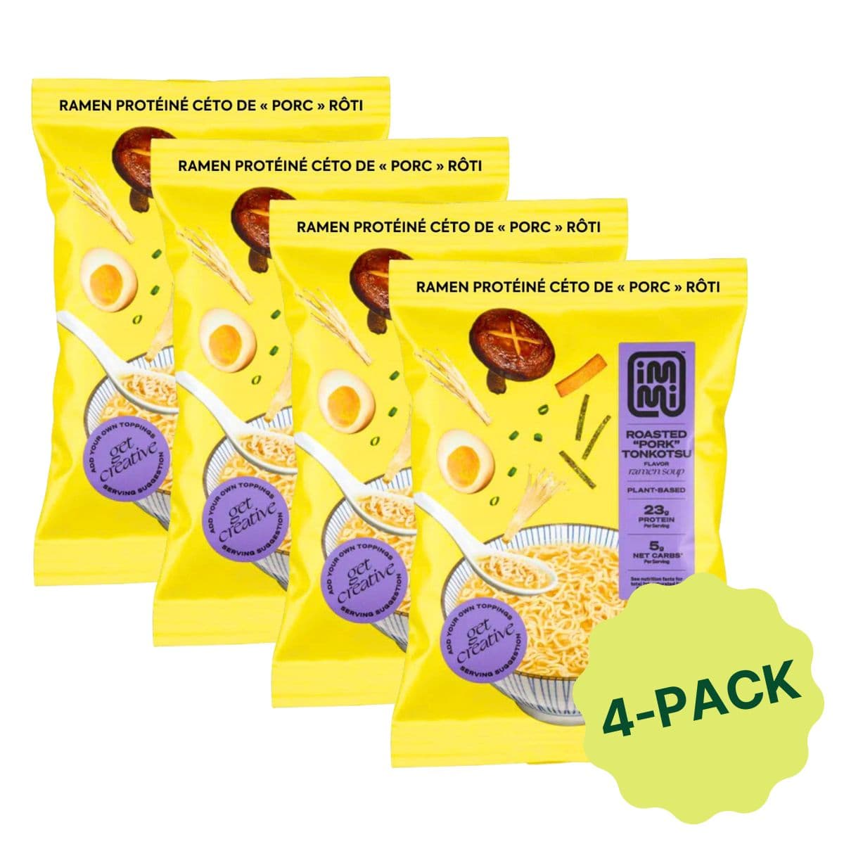 Immi Keto High Protein Ramen Roasted “Pork” Tonkotsu 4-Pack, 69g each