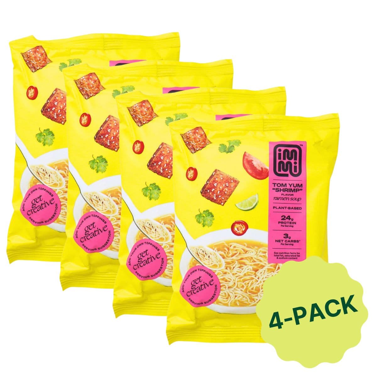 Immi Keto High Protein Ramen Tom Yum “Shrimp” 4-Pack, 69g each