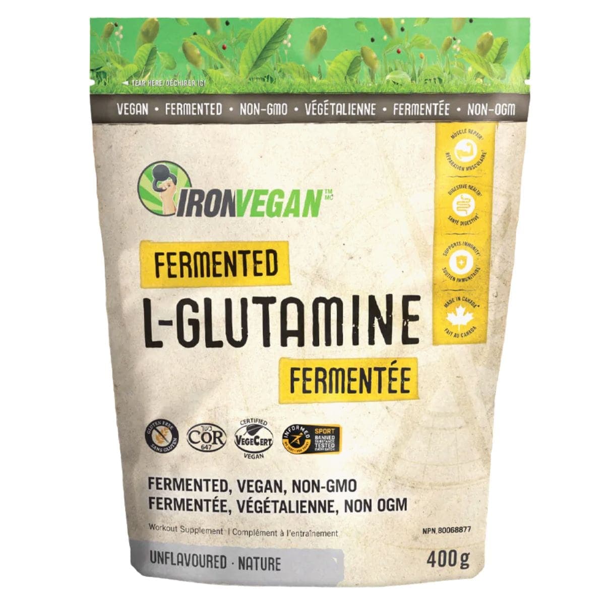 Iron Vegan Fermented L-Glutamine Powder Unflavoured, 400g