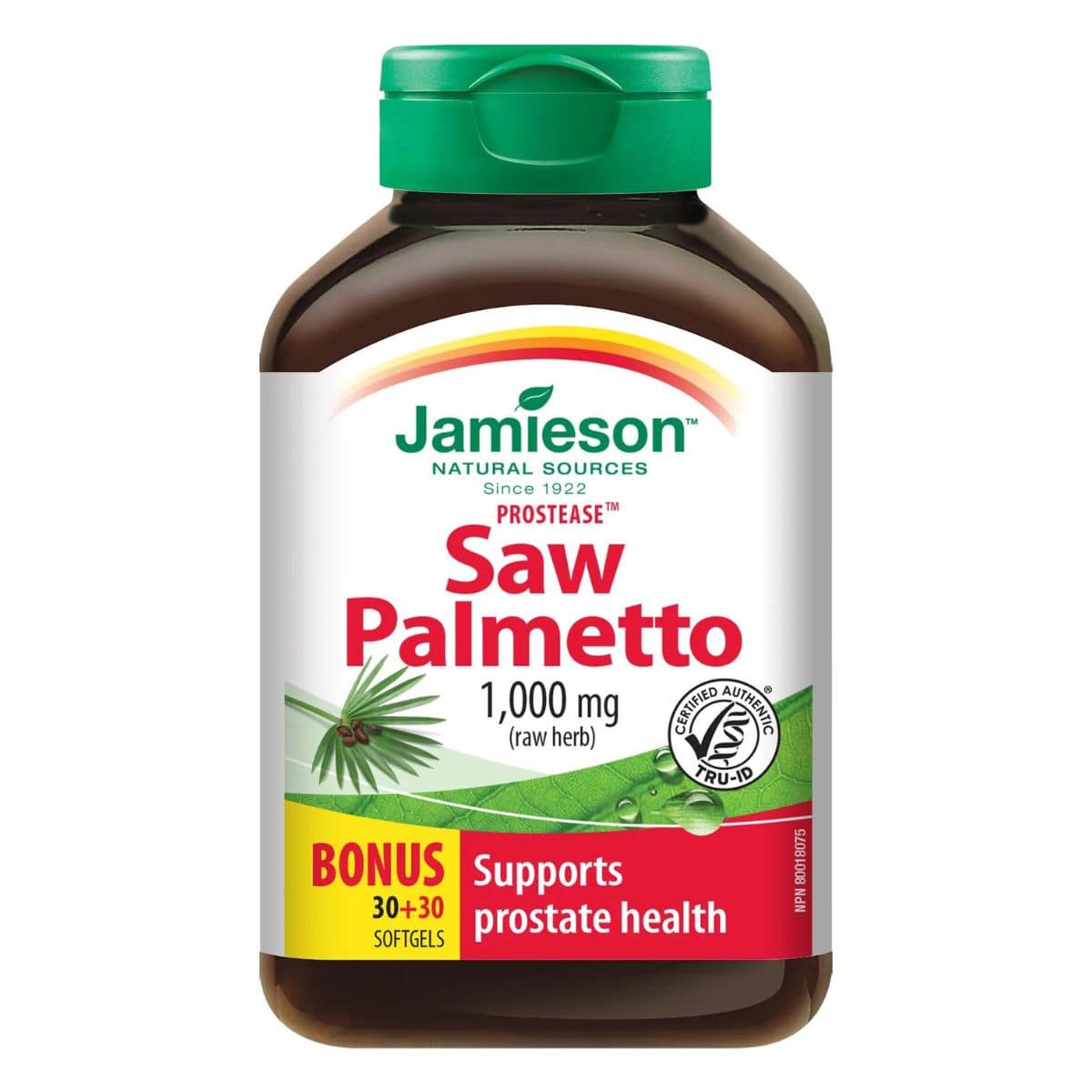 Jamieson Protease™ Saw Palmetto, 30 + 30 Softgels