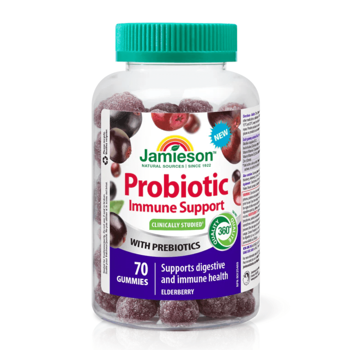Jamieson Probiotic Gummies With Prebiotics Immune Support Elderberry, 70 Gummies
