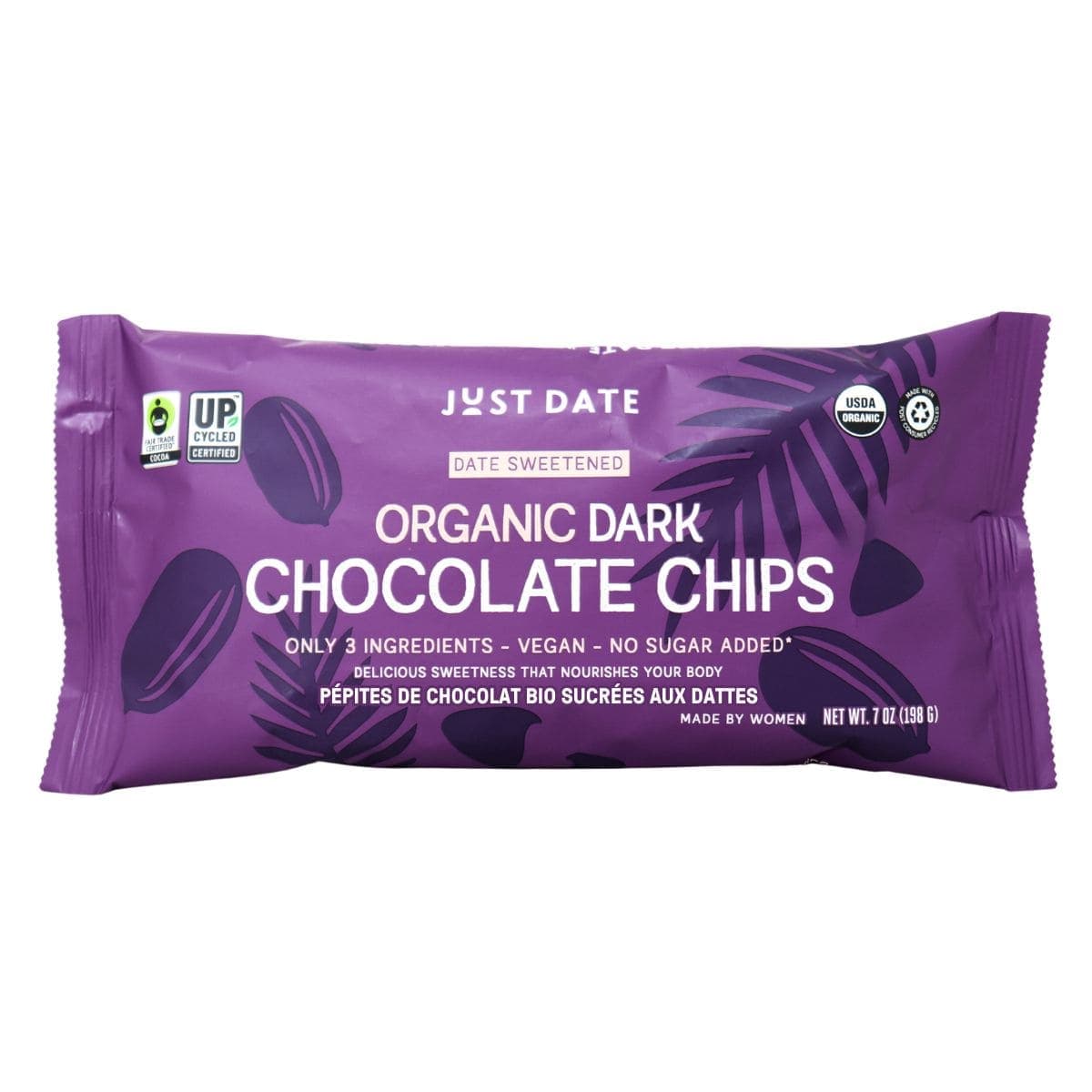 Just Date Organic Date-Sweetened Dark Chocolate Chips, 198g