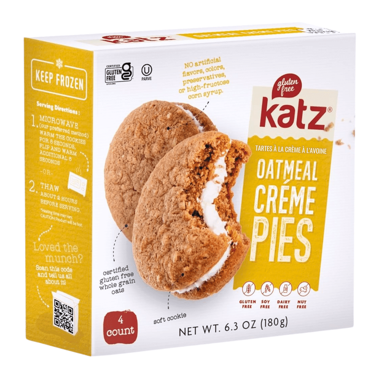 Katz Gluten-Free Oatmeal Creme Pies, 4 Pack