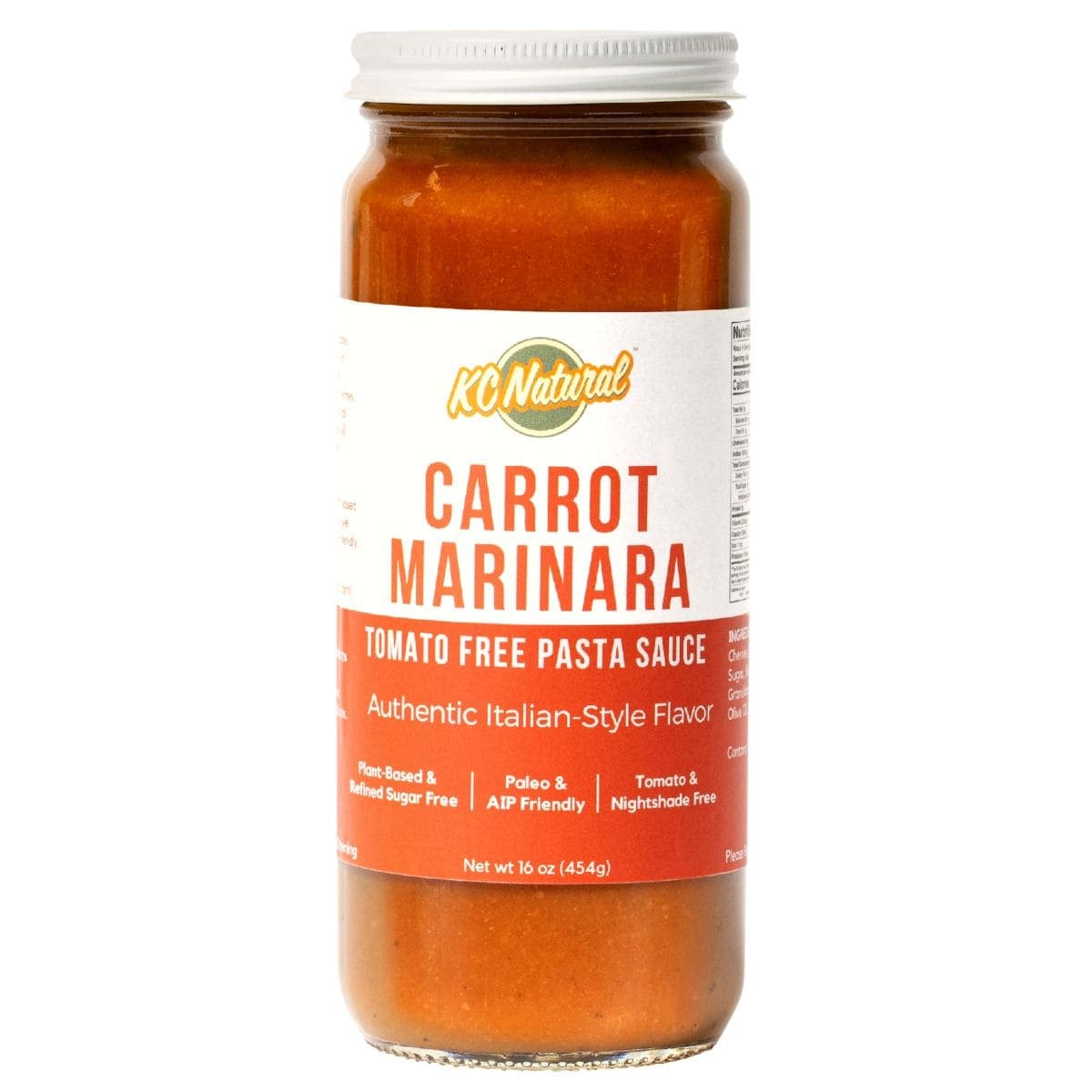 KC Natural Paleo &amp; AIP Tomato-Free Pasta Sauce Carrot Marinara, 454g
