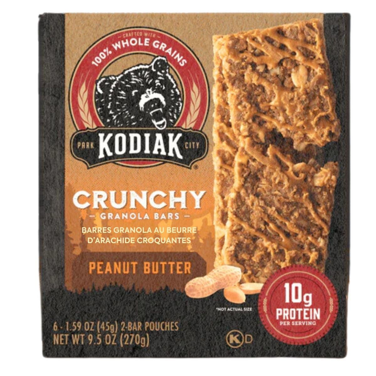 Kodiak Protein-Packed Crunchy Peanut Butter Granola Bars, 6 Pack Box