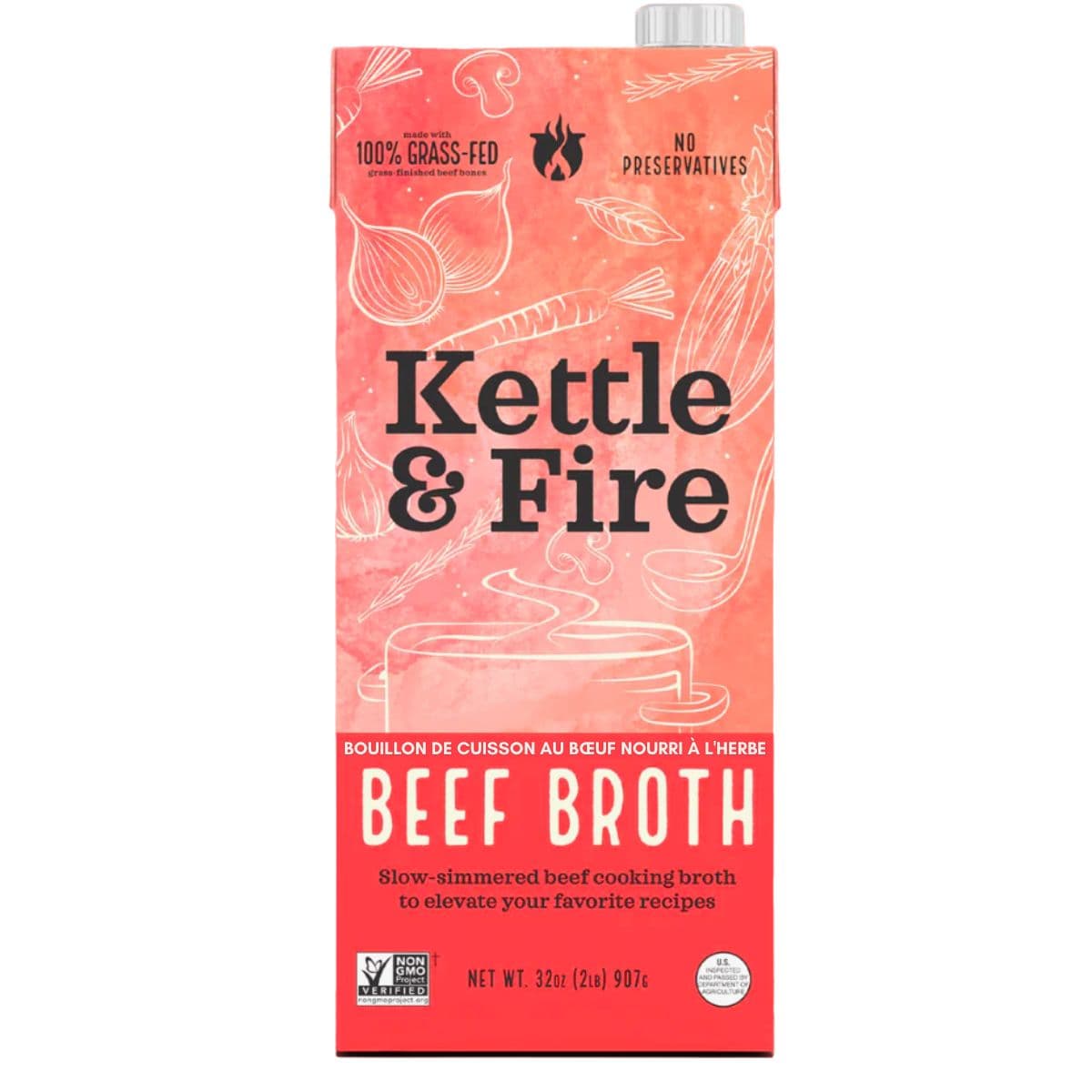 Kettle &amp; Fire Grass-Fed Beef Cooking Broth, 907g