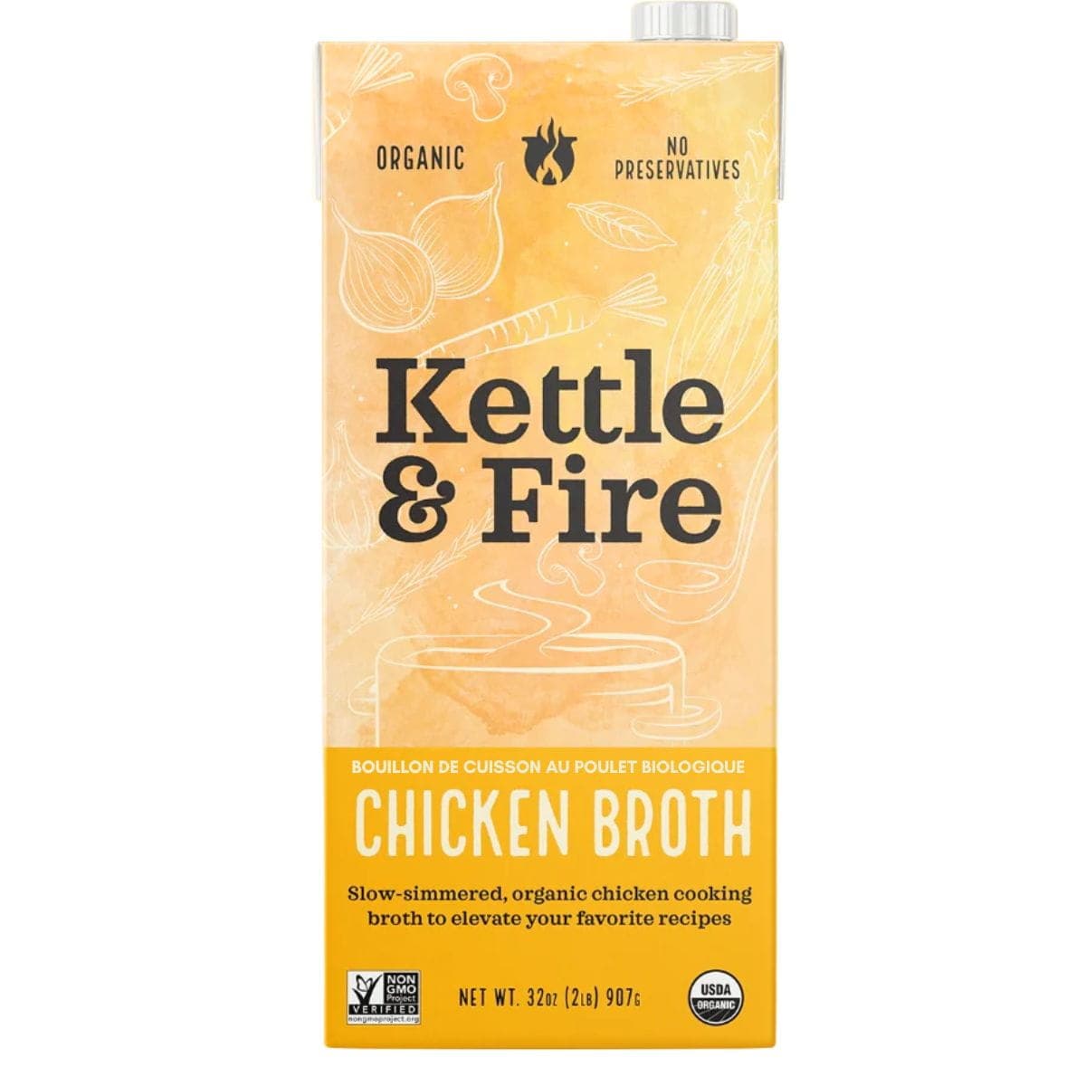 Kettle &amp; Fire Organic Chicken Cooking Broth, 907g