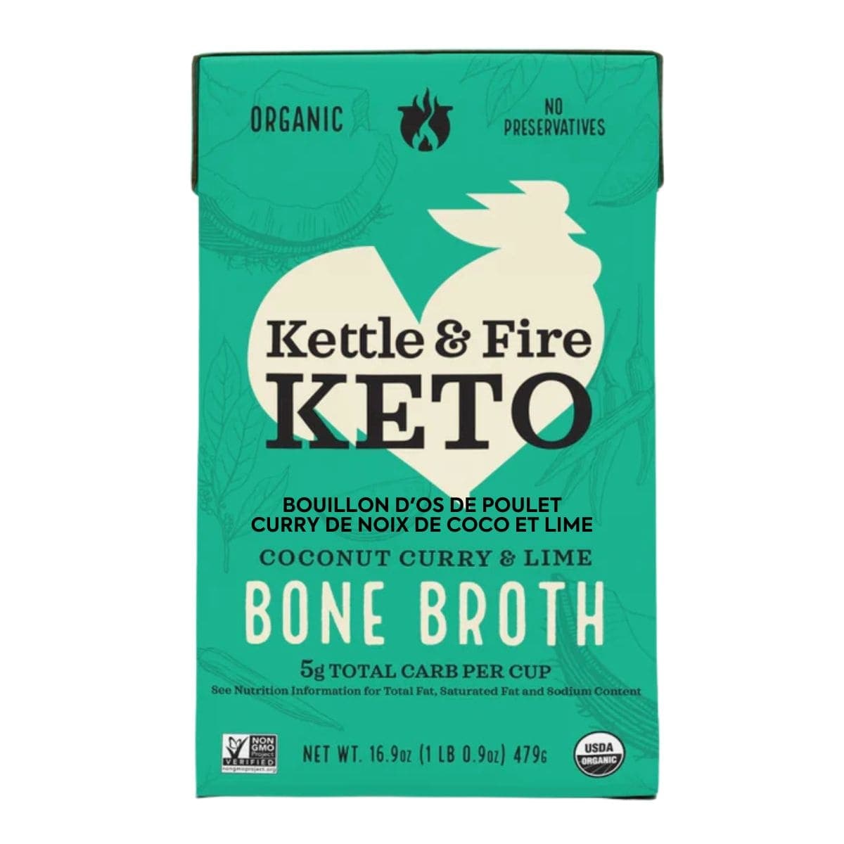Kettle &amp; Fire Chicken Bone Broth Coconut Curry &amp; Lime, 479g