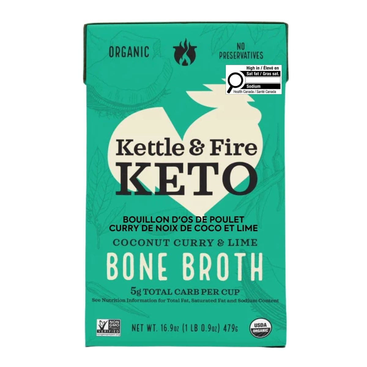 Kettle &amp; Fire Chicken Bone Broth Coconut Curry &amp; Lime, 479g