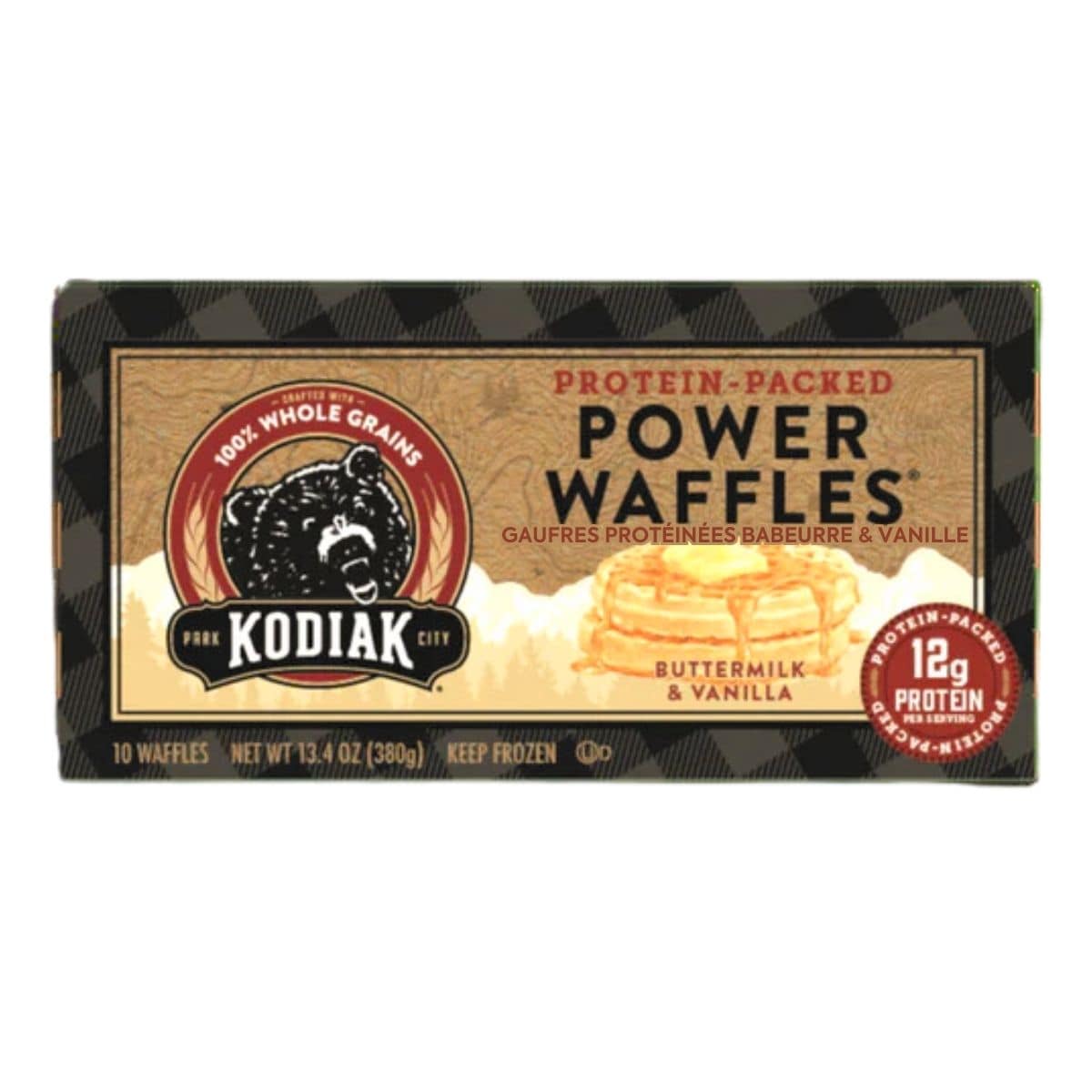 Kodiak Frozen Protein Power Waffles Buttermilk &amp; Vanilla, 10 Pack