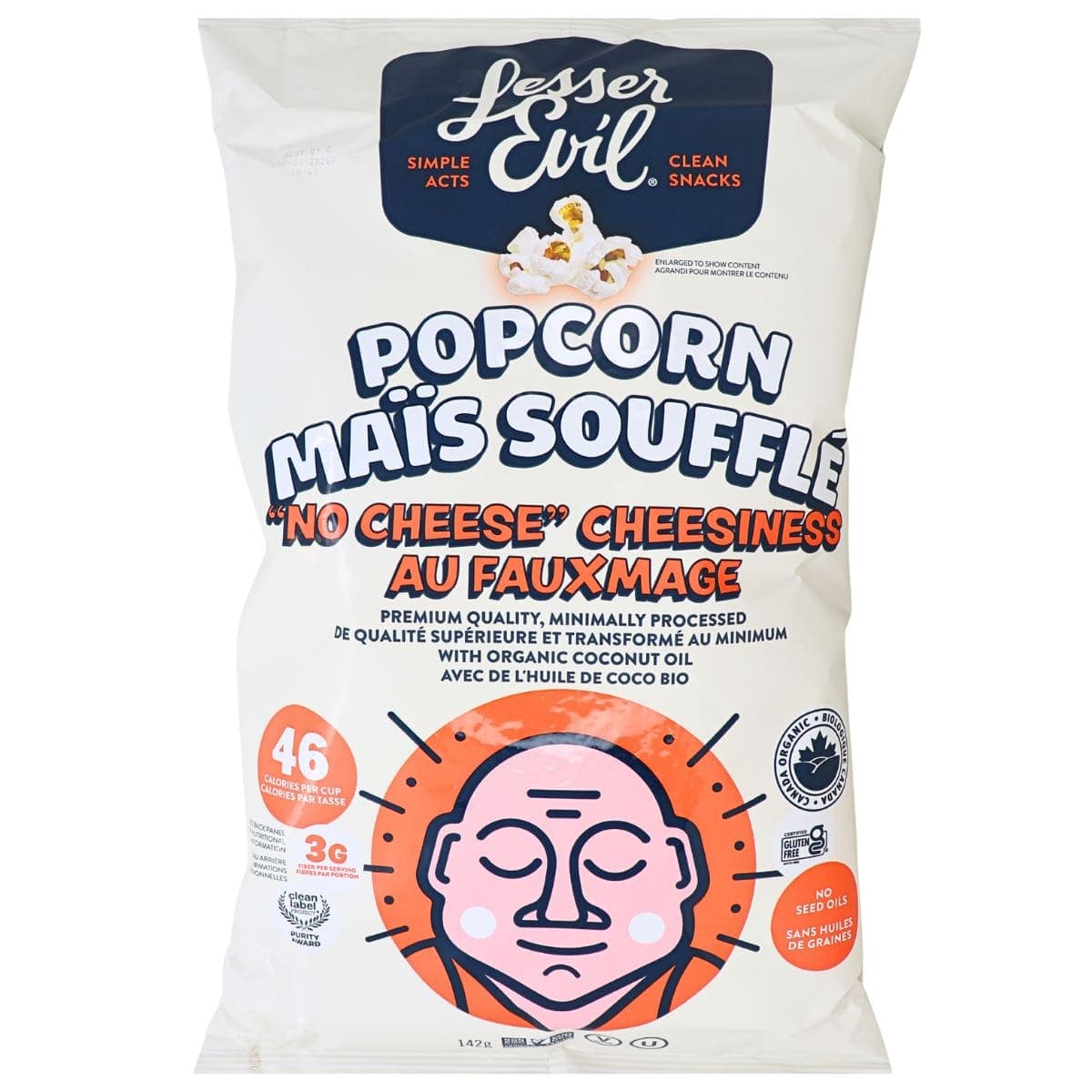 Lesser Evil Organic Popcorn "No Cheese" Cheesiness, 130g